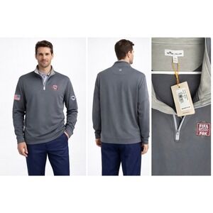 Peter Millar FIFA World Cup Qatar 2022 Fox Sports 1/4 Zip Pullover Iron Mens XXL